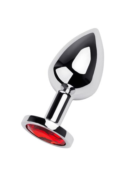 Анальная пробка тяжелая 245гр метал серебро красная страза 8,3см/3,4см 