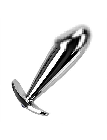 Анальная пробка для ношения с головкой серебро метал красная страза 10см/3,1см , изображение 2