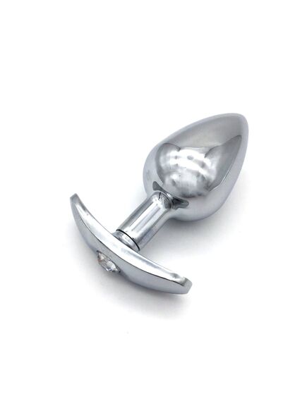 Анальная пробка для ношения серебро метал кристальная страза 8см/3,7см 