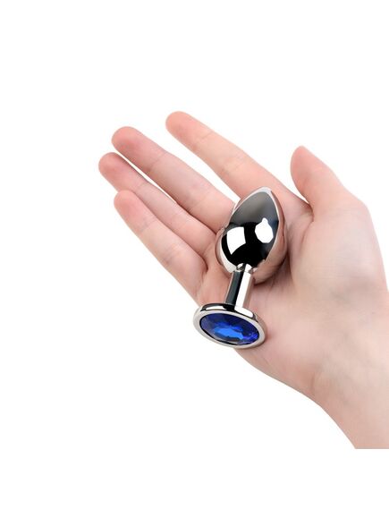 Анальная страза серебро метал синяя страза 8см/3,4см , изображение 2