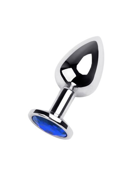 Анальная страза серебро метал синяя страза 8см/3,4см 
