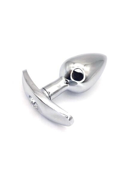 Анальная пробка для ношения серебро метал кристальная страза 7,1см/2,7см 