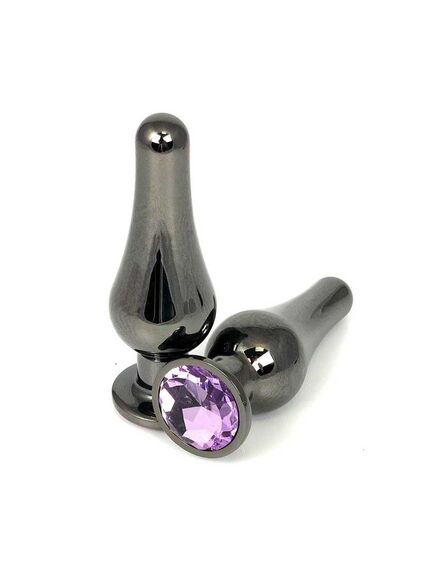 Анальная страза вытянутая темный метал фиолетовая страза 13см/4,2см 