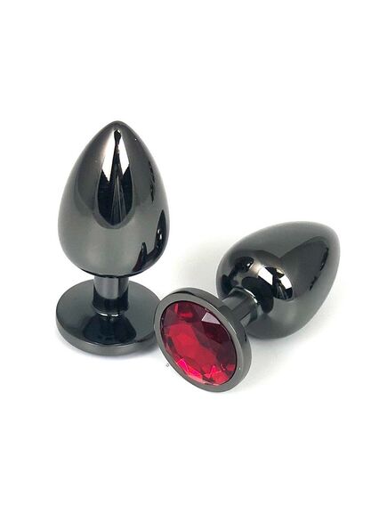 Анальная страза темный метал красная страза 7см/2,7см 