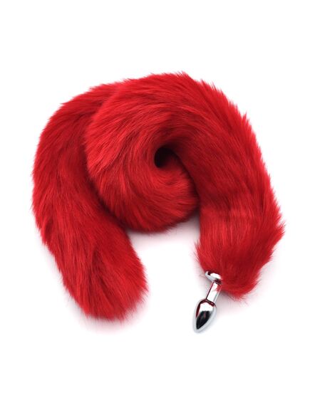 Длинный красный хвост 80см с серебряной пробкой 1,8см , изображение 2