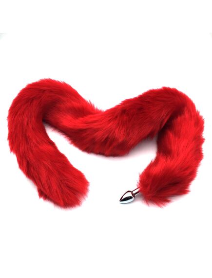 Длинный красный хвост 80см с серебряной пробкой 1,8см , изображение 3