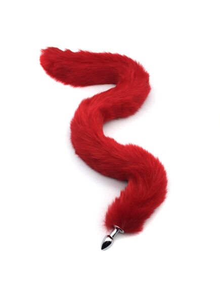 Длинный красный хвост 80см с серебряной пробкой 1,8см 