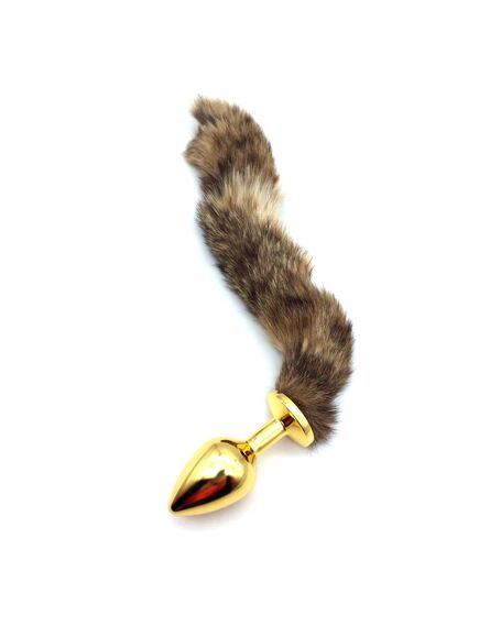 Хвостик южного енота 30см натуральный мех с золотой пробкой 3,4см 