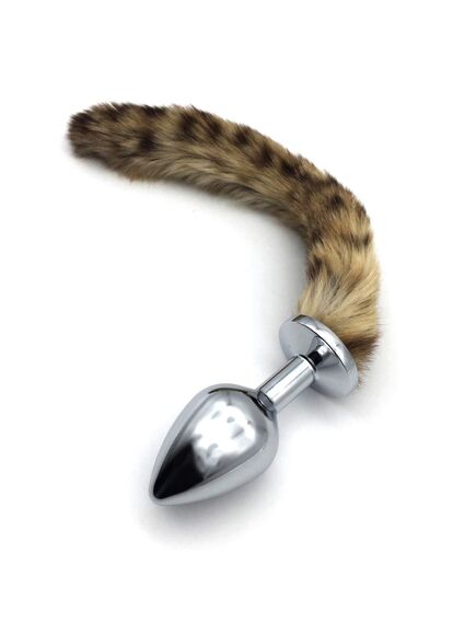 Хвостик северного енота 30см натуральный мех с серебряной пробкой 3,4см 