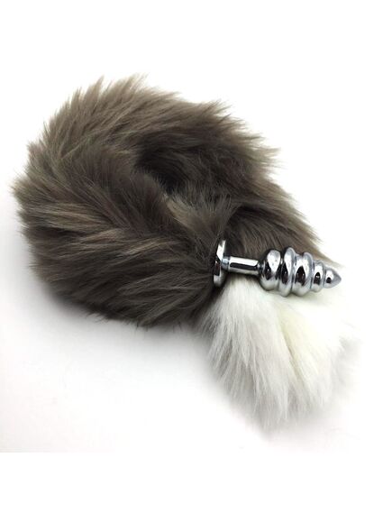 Серый хвост 40см с серебряной рельефной пробкой 2,7см , изображение 2