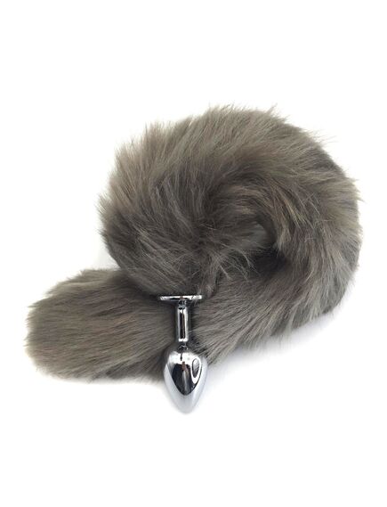 Серый хвост 40см с серебряной пробкой 2,7см , изображение 2