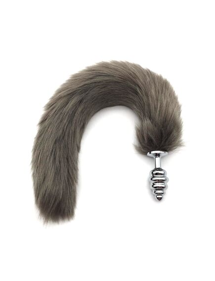 Серый хвост 40см с серебряной рельефной пробкой 2,7см 