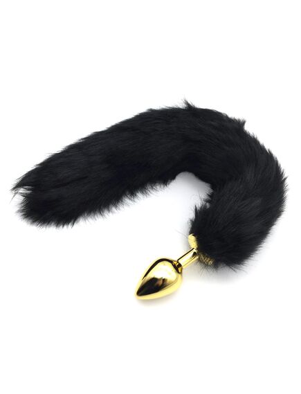 Черный хвост 40см с золотой пробкой 3,4см 