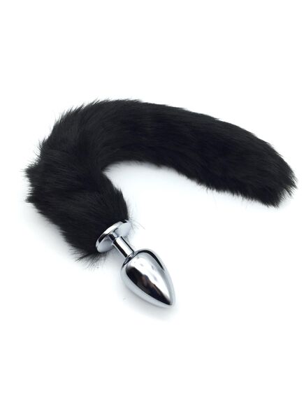 Черный хвост 40см с серебряной пробкой 4,2см 