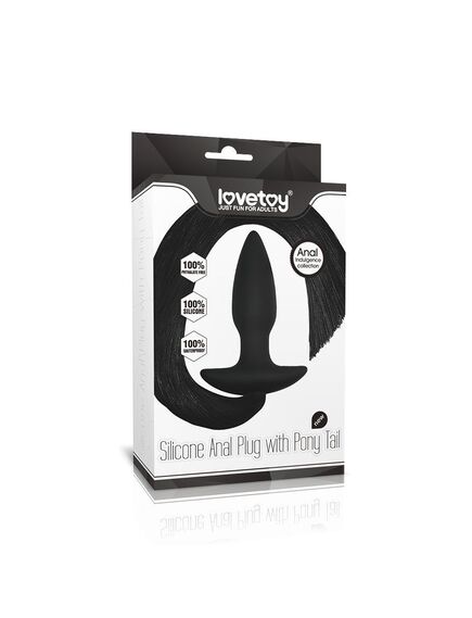 Анальная пробка с конским черным хвостом, M , изображение 2