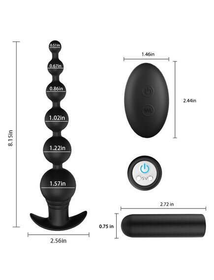 Анальная цепочка с вибрацией и пультом Tower RCT , изображение 2