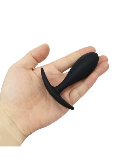 Черная силиконовая анальная пробка, 8.9см/ 2.6см , изображение 3
