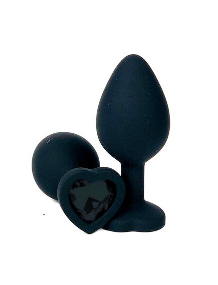 Анальная пробка черный силикон черная страза 7см/2,8см 