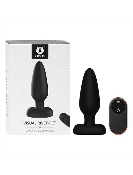 Анальный вибростимулятор Visual Rivet-RCT Black с пультом , изображение 5