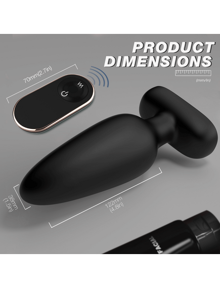 Анальный вибростимулятор Visual Rivet-RCT Black с пультом , изображение 6