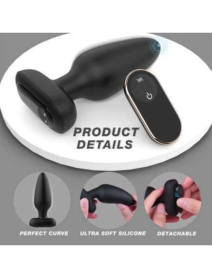 Анальный вибростимулятор Visual Rivet-RCT Black с пультом , изображение 7