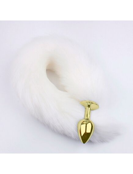 Белый хвост 40см с золотой пробкой 2,7см 