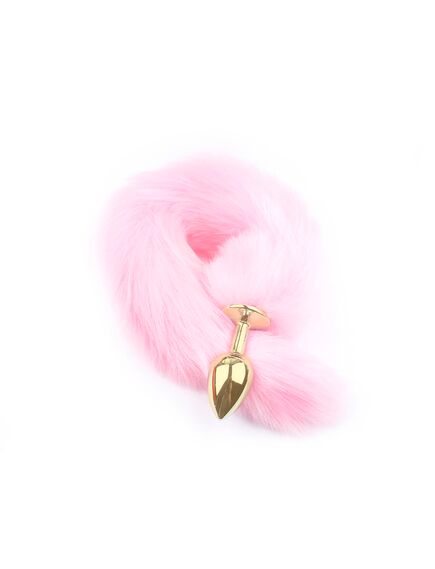 Розовый хвост 40см с золотой пробкой 2,7см 