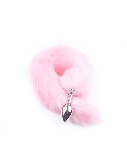 Розовый хвост 40см с серебряной пробкой 3,4см 