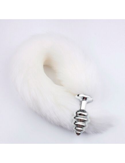 Белый хвост 40см с серебряной рельефной пробкой 2,7см 