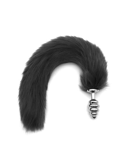 Черный хвост 40см с серебряной рельефной пробкой 2,7см 