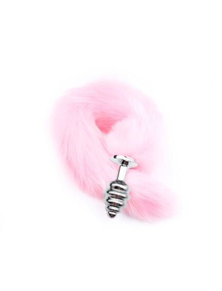 Розовый хвост 40см с серебряной рельефной пробкой 2,7см 