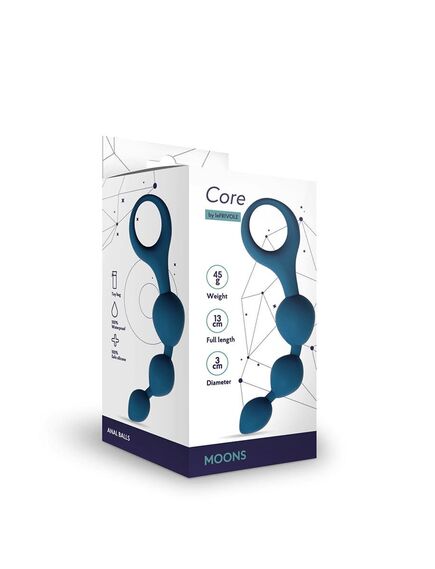 Анальные шарики Moons, 3 x 13 см , цвет синий , изображение 2