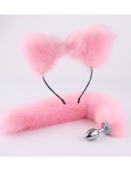 Набор розовый (хвостик, ушки, зажимы на соски и чокер) , изображение 4