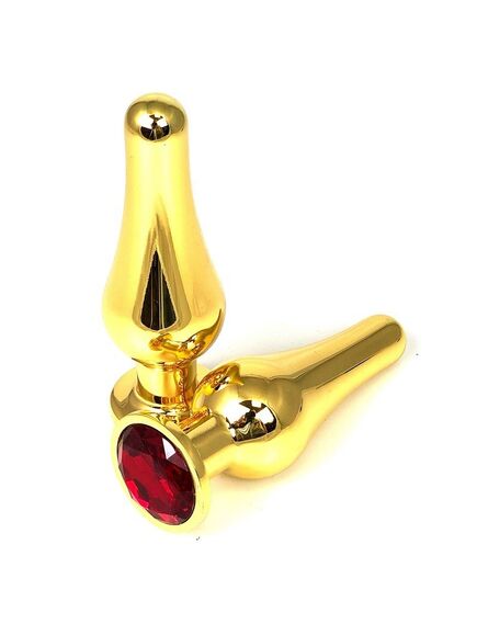 Анальная страза вытянутая золото метал красная страза 9,4см/3,2см 