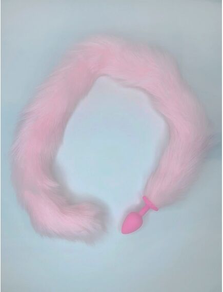 Розовый хвост 80см с розовой пробкой 2,7см 