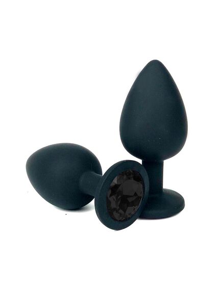 Анальная пробка черный силикон черная страза 7см/3см 