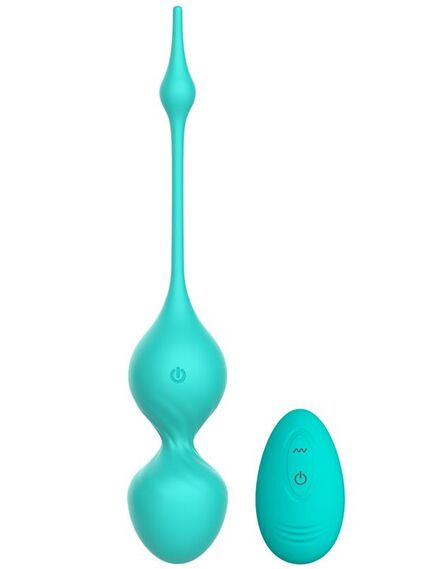 Зеленые вагинальные виброшарики Elsa с пультом 