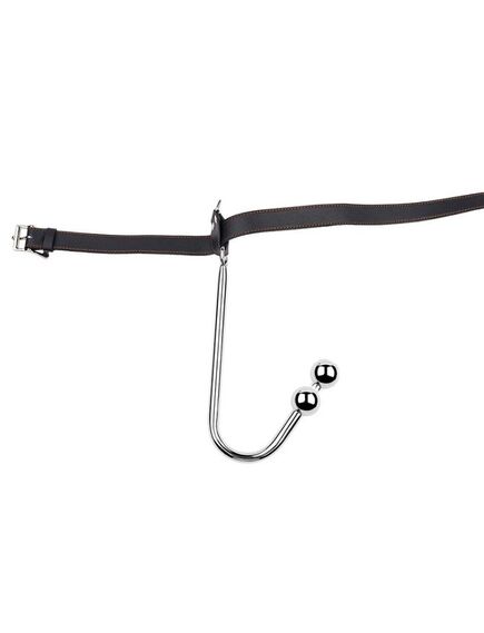 Анальный крюк с двумя шариками, фиксацией и кляпом , изображение 3