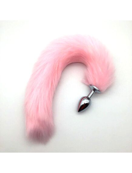 Розовый хвост 40см с серебряной пробкой 2,7см 