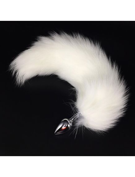 Анальная пробка с белым хвостом, S 