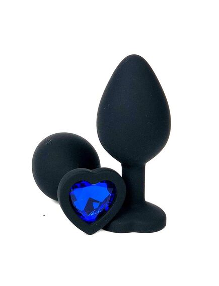 Анальная пробка черный силикон синяя страза 7см/2,8см 