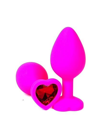 Анальная пробка розовый силикон красная страза 7см/2,8см 