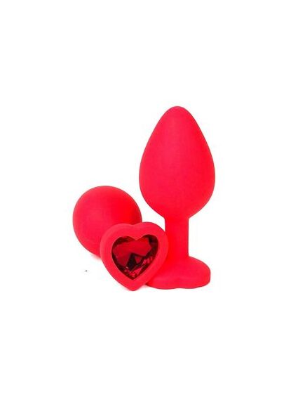 Анальная пробка красный силикон красная страза 7см/2,8см 