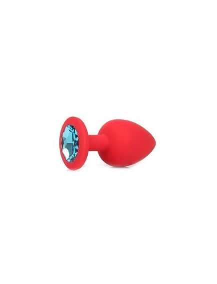 Анальная пробка красный силикон голубая страза 9,5см/4,2см 