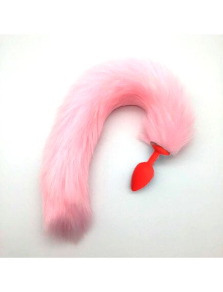Розовый хвост 40см с красной пробкой 2,7см 