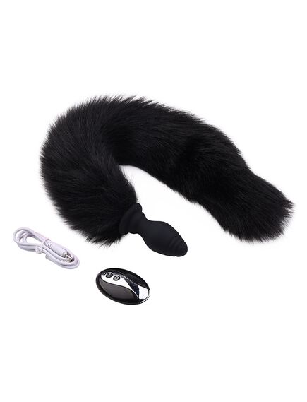 Анальных хвостик с вибрацией и пультом Д/У, 7,5 см, "M" 