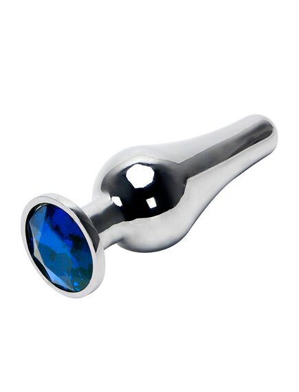 Анальная страза вытянутая серебро метал синяя страза 11см/3,4см 