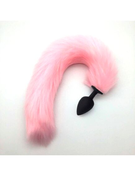 Розовый хвост 40см с черной пробкой 2,7см 