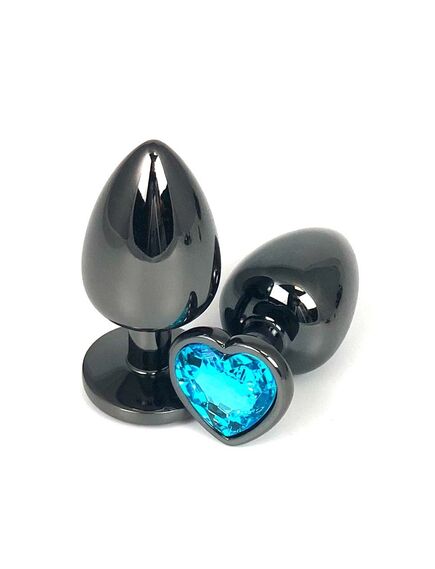 Анальная страза темный метал голубая страза 8,3см/3,3см 