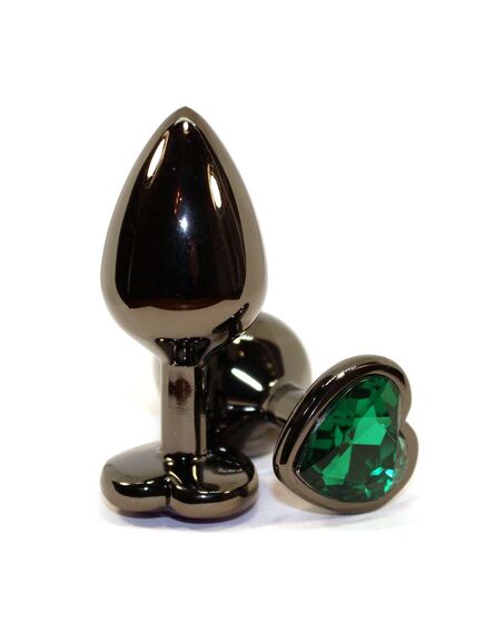 Анальная страза темный метал зеленая страза 8,3см/3,3см 